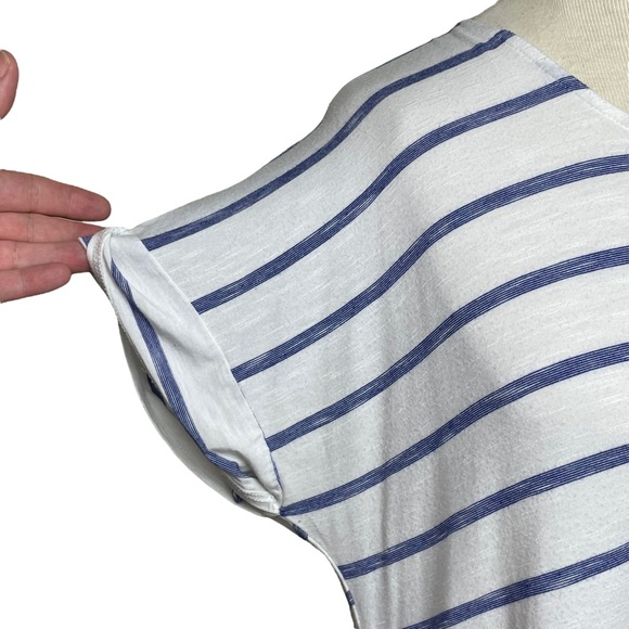 Chico's White/Blue Striped ¾ Sleeve Back Detail Knit Tunic 100% Cotton 1 US 4/6 - Picture 10 of 16